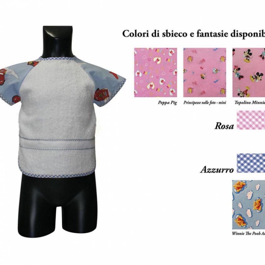 Bavaglino con maniche corte e apertura in velcro